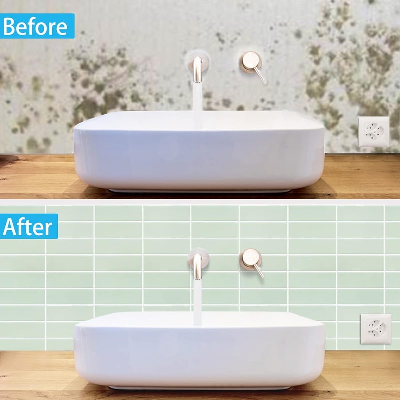 AdoDecor بلاط خلفية للمطبخ قابل للتقشير واللصق، ترقية جديدة 12" × 12" بلاط كبير فاخر للصق على خلفية المطبخ، أخضر مريمي (10 ورقة) - Image 3